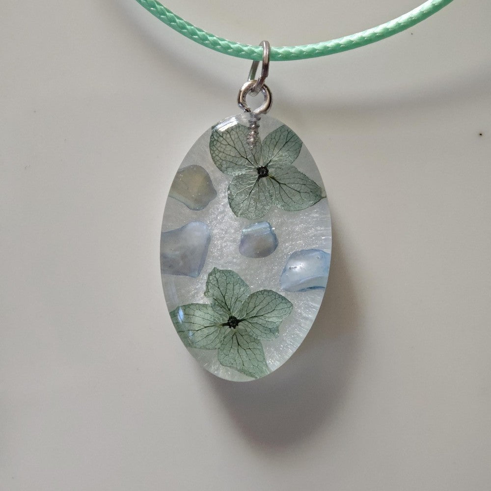 Real Flower Resin Pendant and Earrings Oval Botanical Jewelry