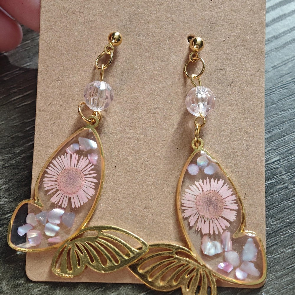 Resin Earrings Handmade Nature-Inspired Jewelry Botanical Gift