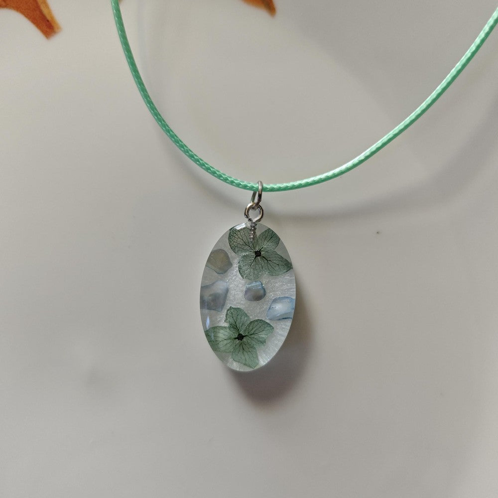 Real Flower Resin Pendant and Earrings Oval Botanical Jewelry