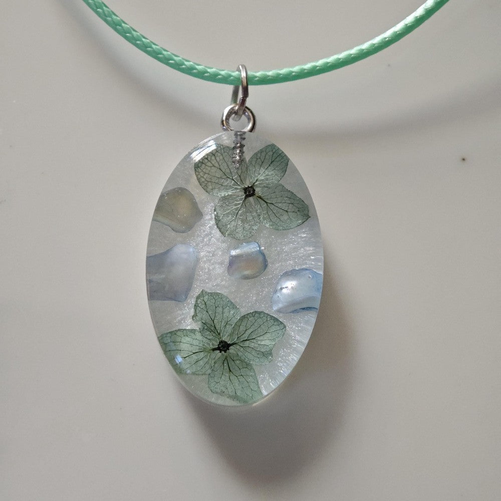 Real Flower Resin Pendant and Earrings Oval Botanical Jewelry