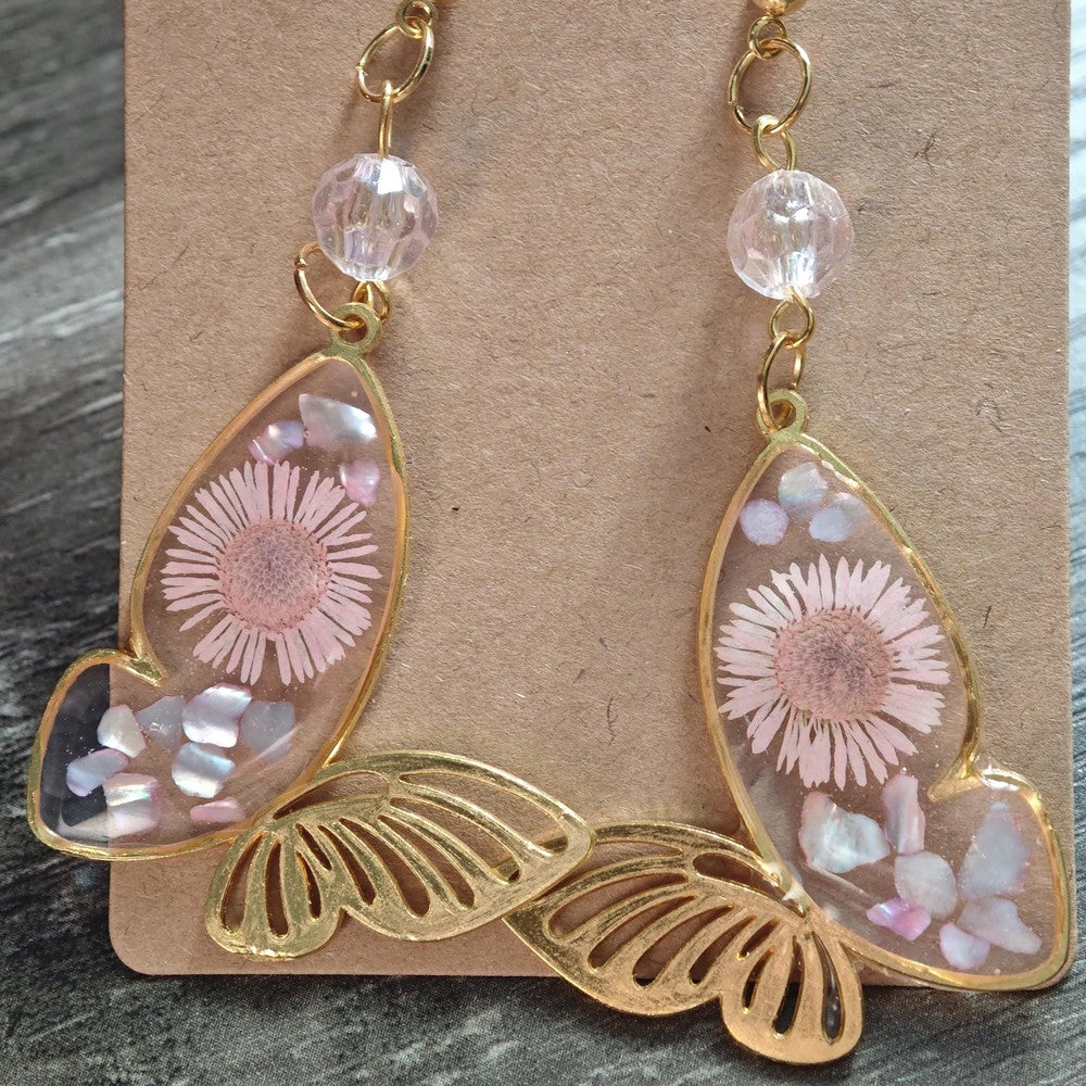 Resin Earrings Handmade Nature-Inspired Jewelry Botanical Gift